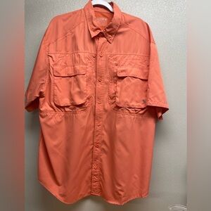 Reel Legends Button Down Fishing Shirt Men’s XXL, Orange Vented Short Sleeve